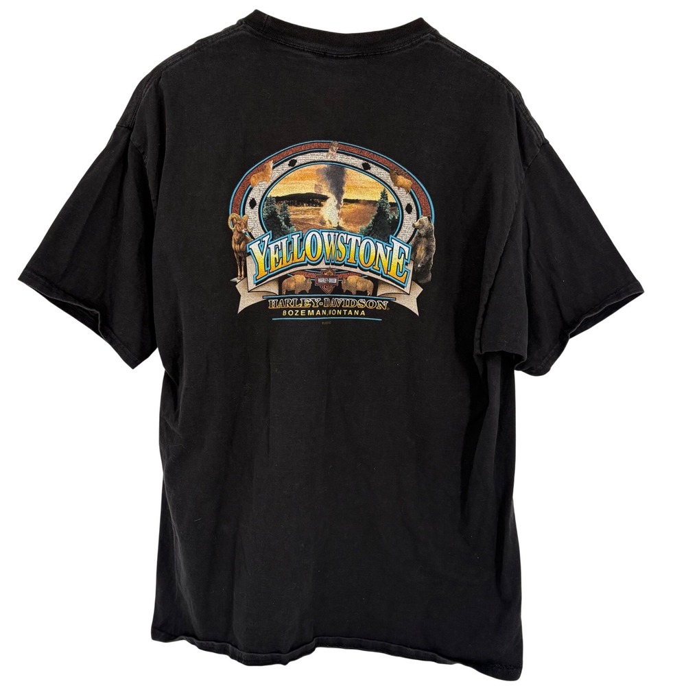 Harley-Davidson Yellowstone‎ Bozeman Montana Crew Neck  T-Shirt Black Mens 2XL